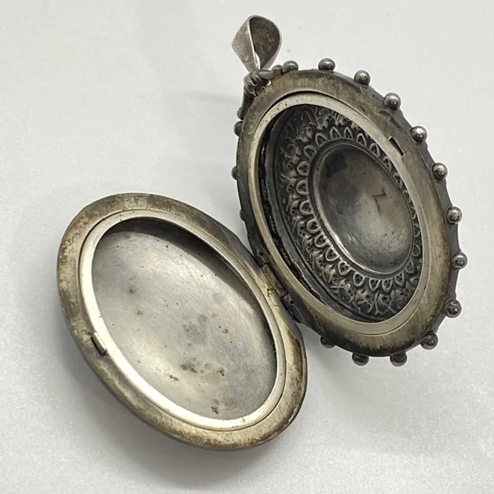 Big Victorian Era Locket Pendant Sterling Silver - image 4