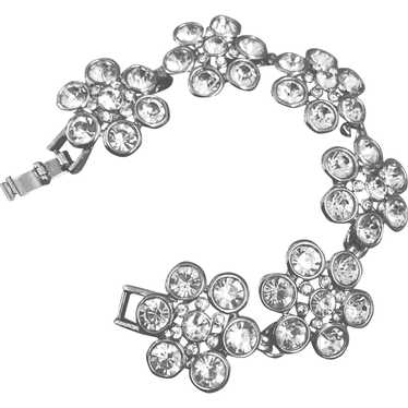Sparkling crystal rhinestone flower bracelet flea… - image 1