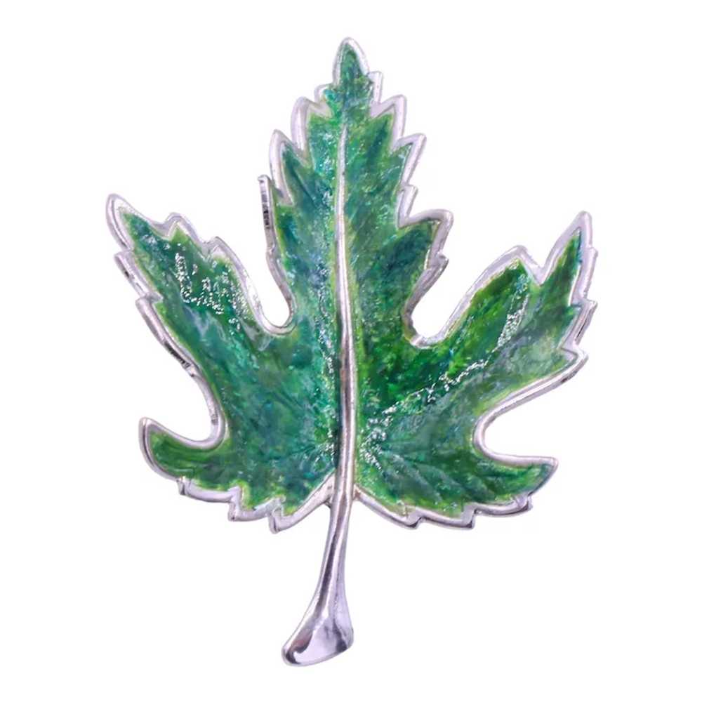 Brooch Pin Enameled Leaf Figural - image 2