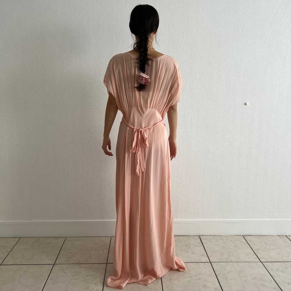 Vintage 1930s light pink silk dress hand embroide… - image 9