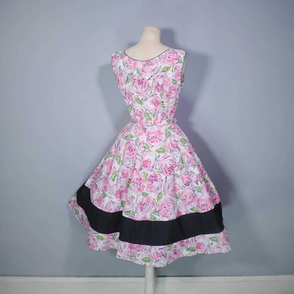 50s PEGGY PAGE PINK PAINTERLY ROSE FLORAL DRESS A… - image 12