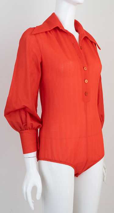 Red 1970s Bodysuit