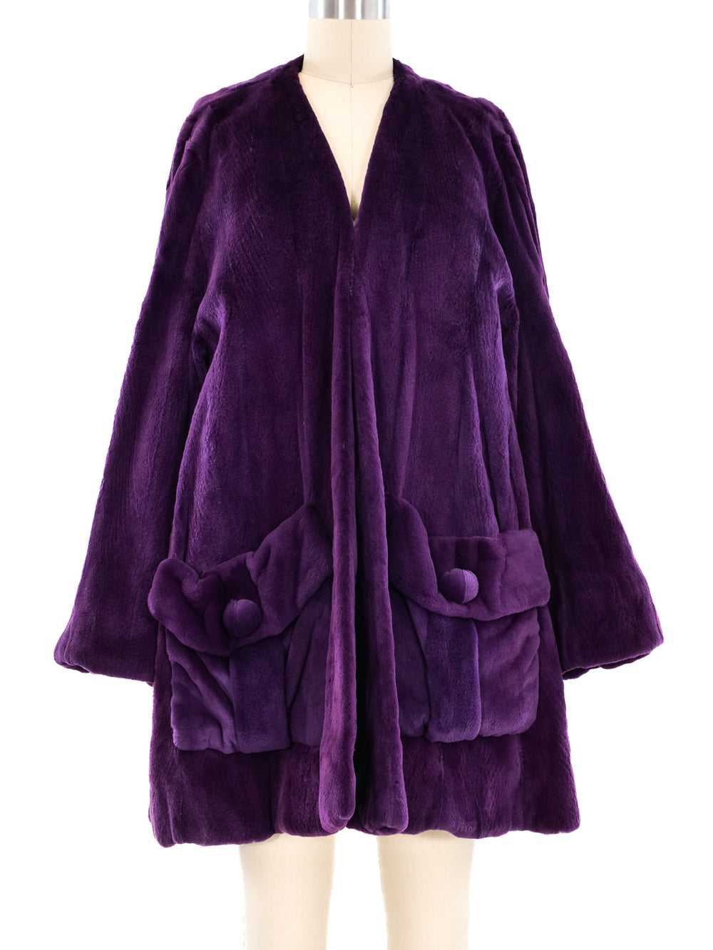 Arnold Scaasi Amethyst Sheared Beaver Coat and Sh… - image 1