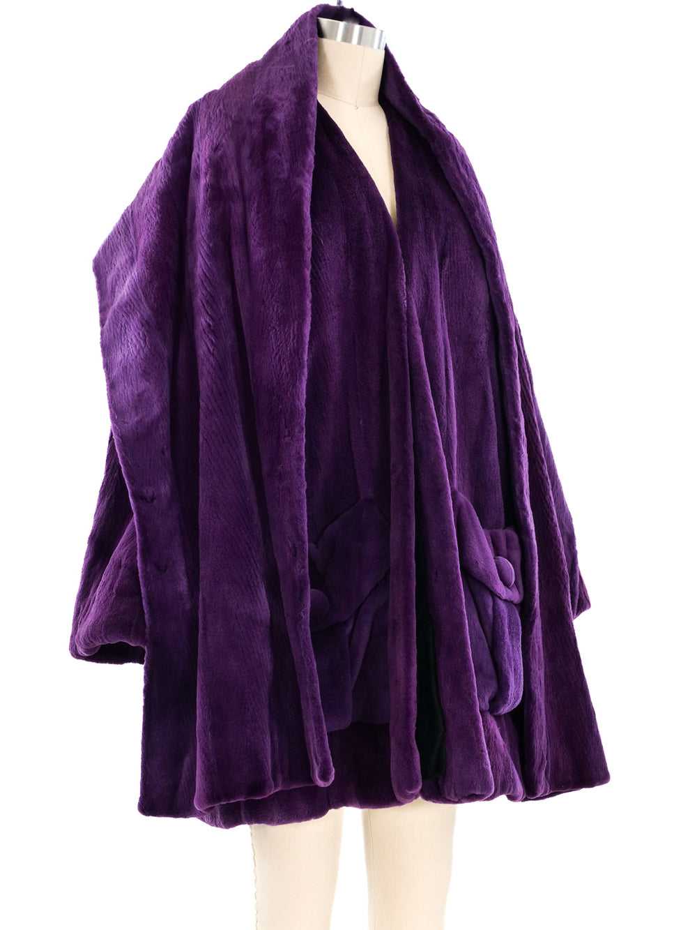 Arnold Scaasi Amethyst Sheared Beaver Coat and Sh… - image 5