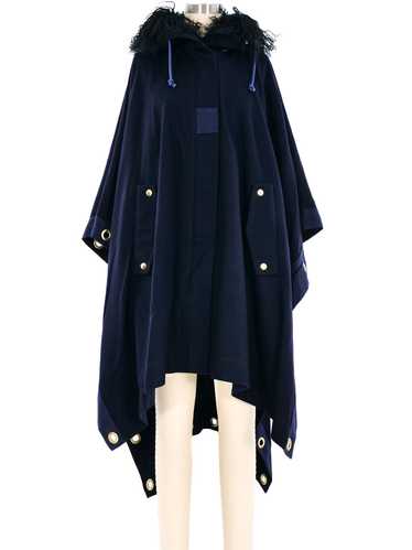 Sacai Fur Trimmed Grommeted Poncho