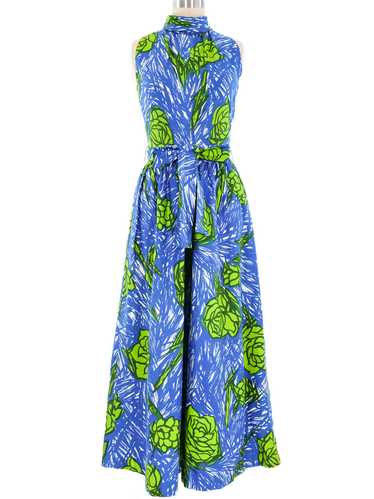 Rose Printed Hawaiian Palazzo Jumpsuit