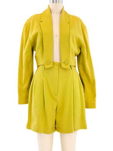 Norma Kamali Chartreuse Shorts Set