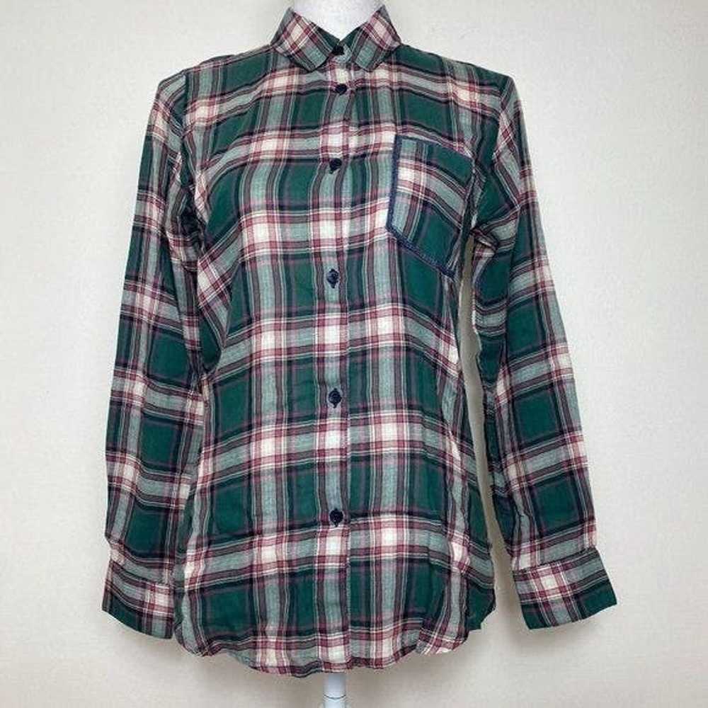 Rails Rails Womens Top Red Green Button Down Cuff… - image 1