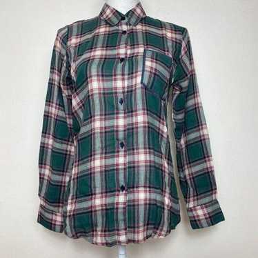 Rails Rails Womens Top Red Green Button Down Cuff… - image 1