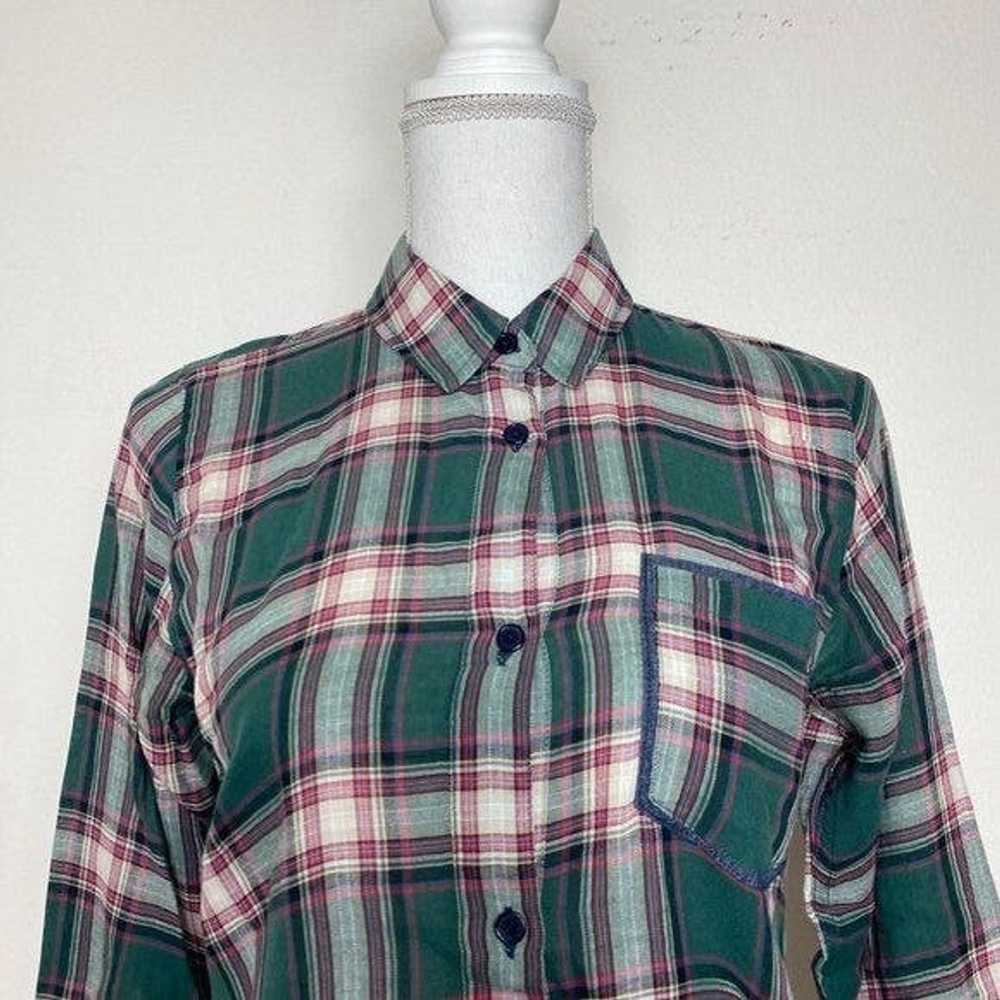 Rails Rails Womens Top Red Green Button Down Cuff… - image 2