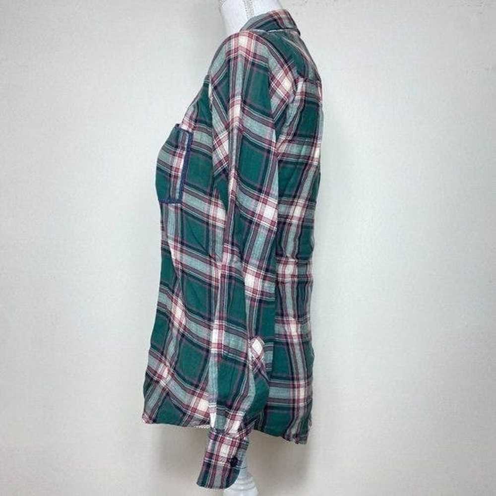 Rails Rails Womens Top Red Green Button Down Cuff… - image 4