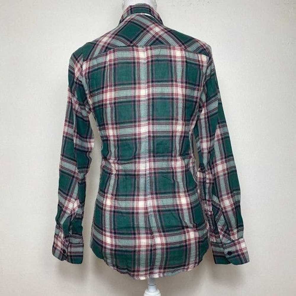 Rails Rails Womens Top Red Green Button Down Cuff… - image 5