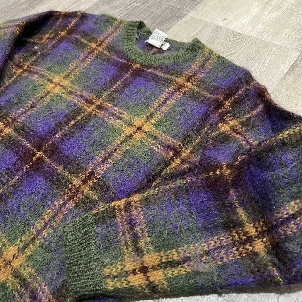 Vintage VTG Gallgher Purple Plaid Mohair Wool Fuz… - image 2