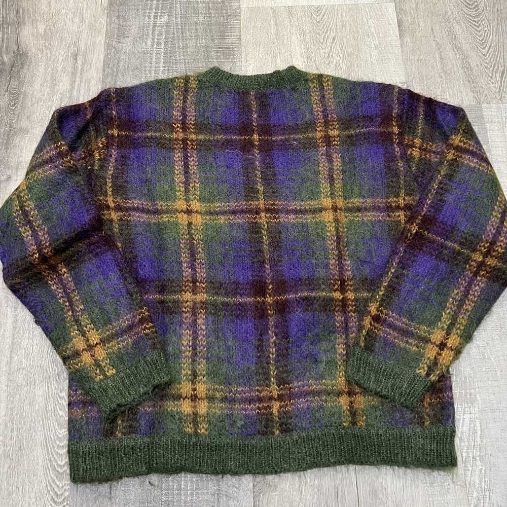 Vintage VTG Gallgher Purple Plaid Mohair Wool Fuz… - image 3