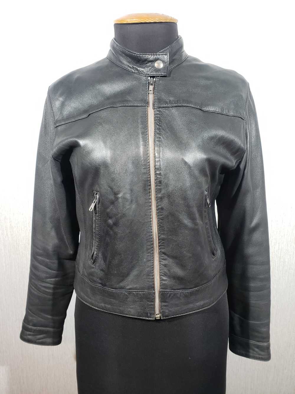 Designer × Leather Jacket Black women's sports ja… - image 1