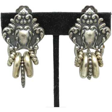 Art Nouveau Style Earrings with Dangling Charms