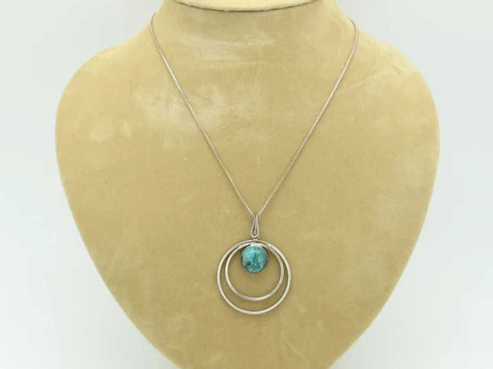 1960s Modern Design Pendant on Chain with Turquoi… - image 4