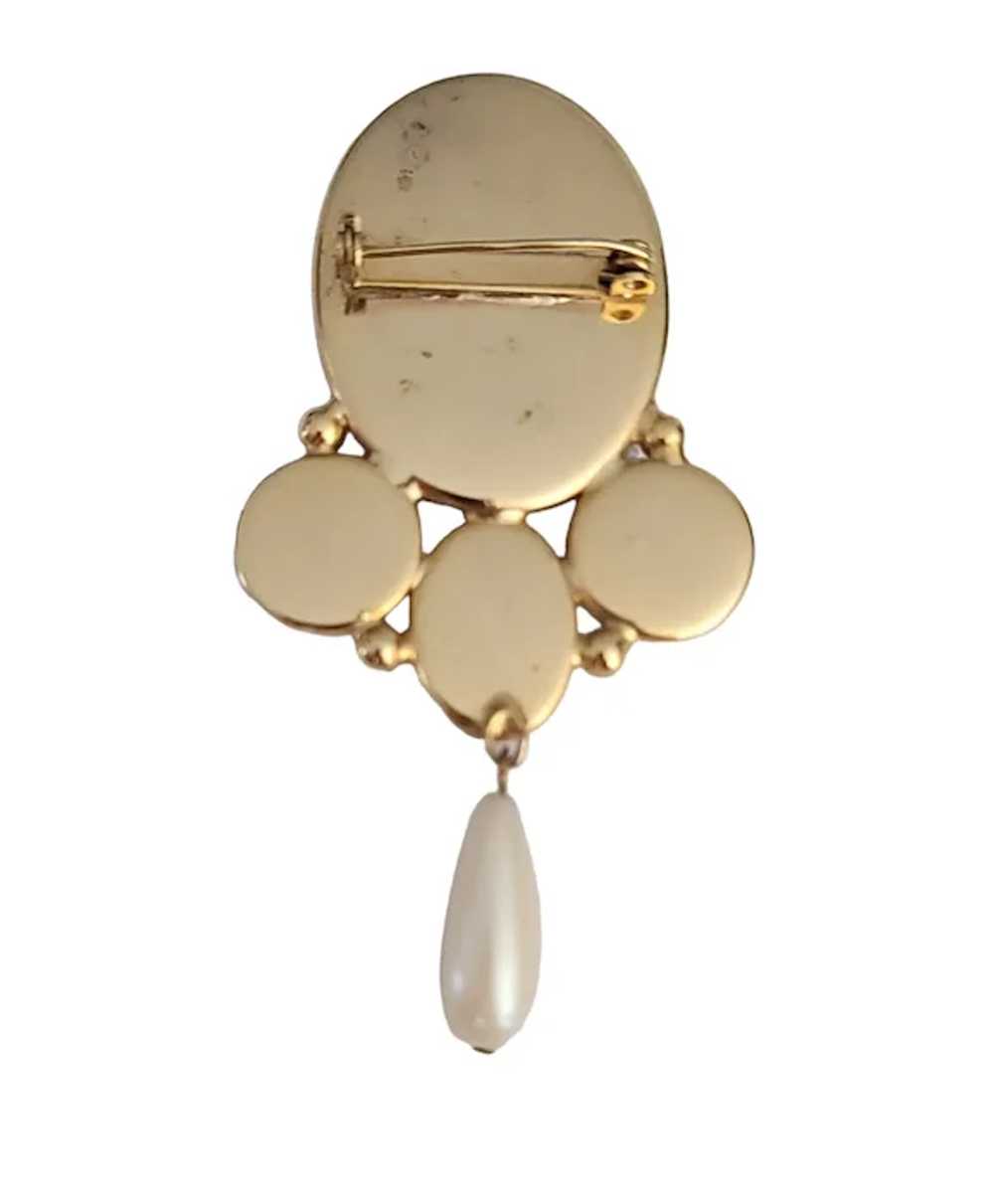 Gold Tone Opal-Color Foil Glass Faux Pearl Dangle… - image 4