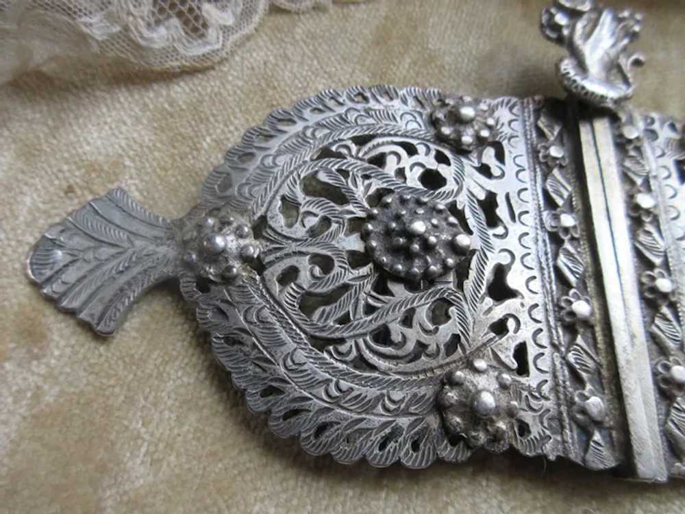 Antique Silver Buckle Victorian Hand Jewelry - image 3