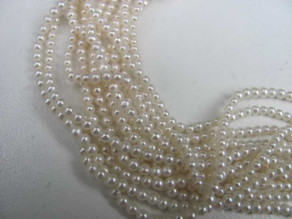 Vintage 12 Strand Seed Pearl Necklace 21" 14K Dia… - image 4