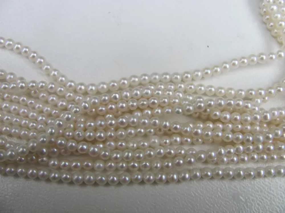 Vintage 12 Strand Seed Pearl Necklace 21" 14K Dia… - image 5