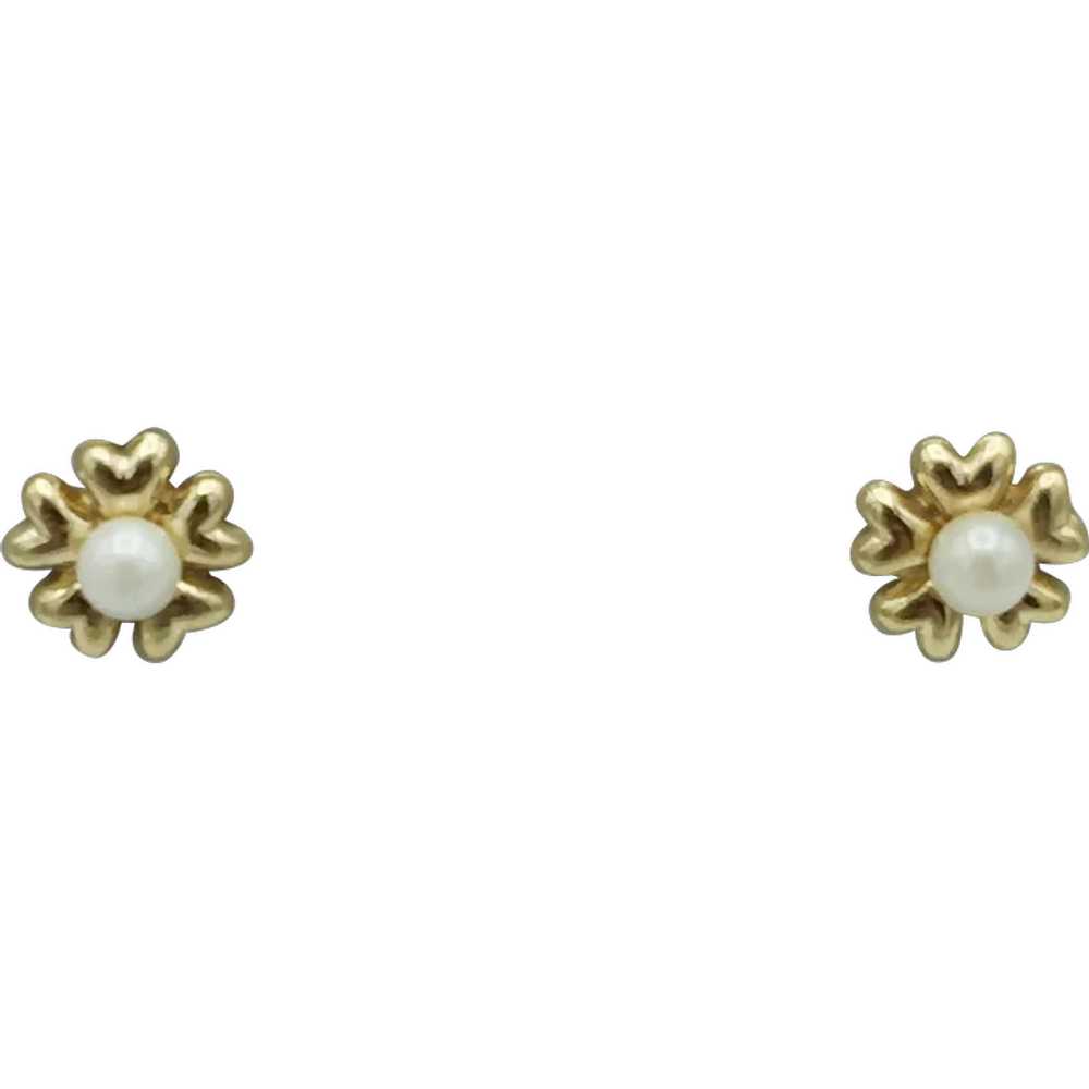 14K 4.5mm Pearl Earrings - image 2