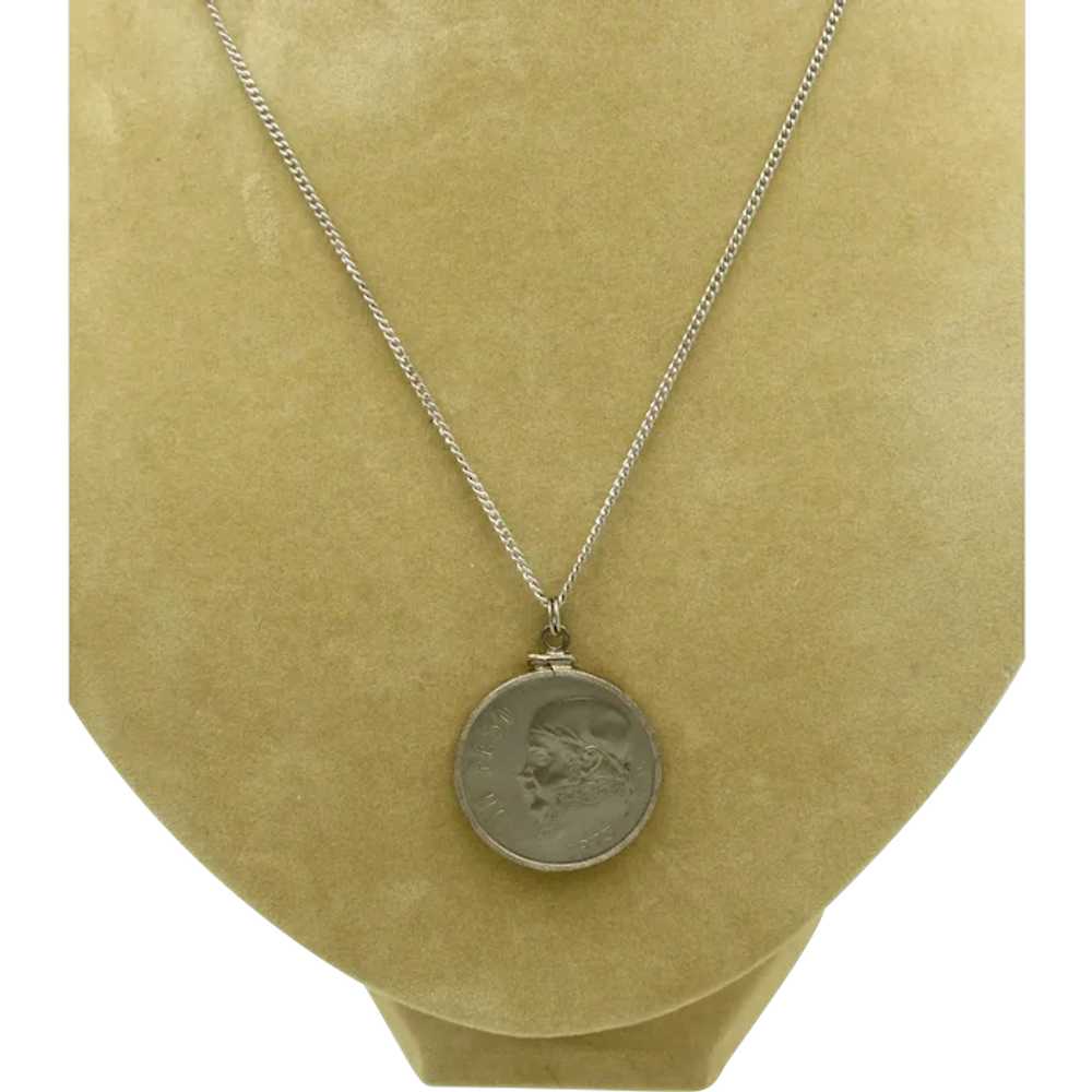 1975 Mexican Peso Pendant on Chain - image 1