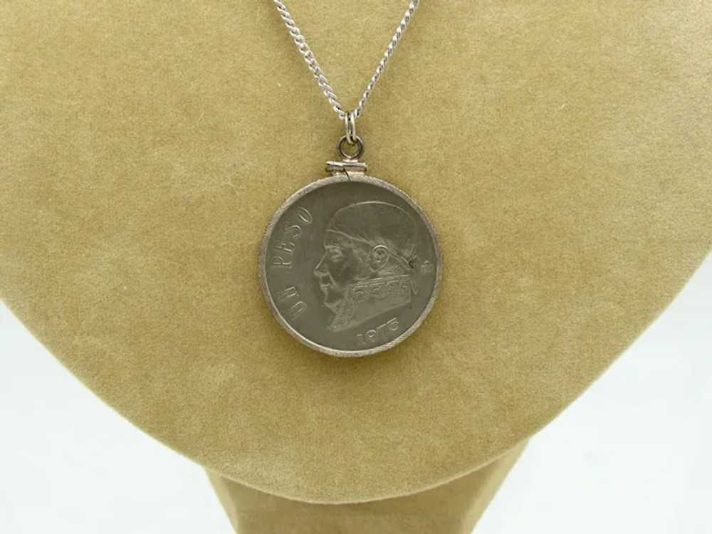 1975 Mexican Peso Pendant on Chain - image 5