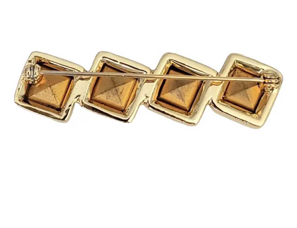 Gold Tone Clear Rhinestone Bar Brooch Pin, M405 - image 4