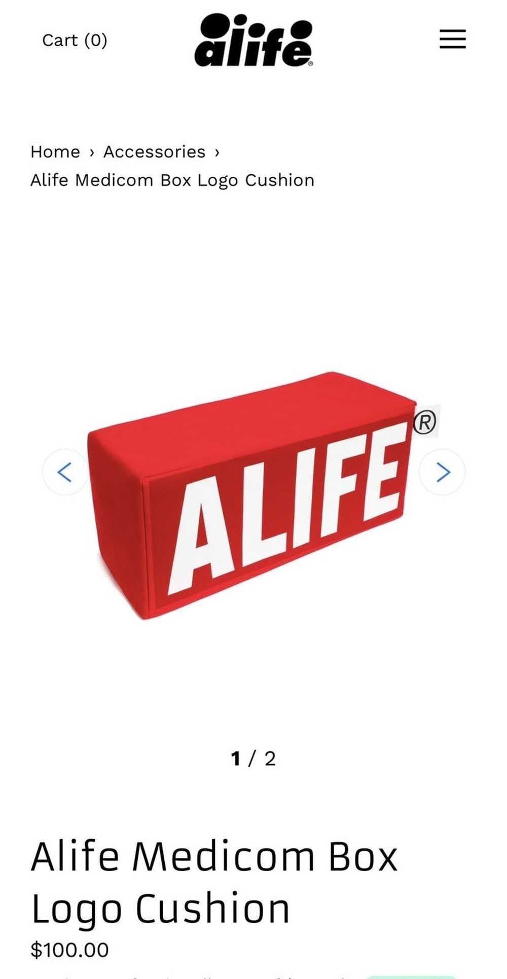 Alife × Medicom Toy Alife Medicom Box Logo Cushion - image 1