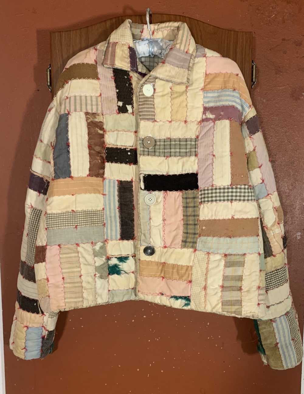 Custom Antique Embroidered Handmade Quilt Jacket - image 2
