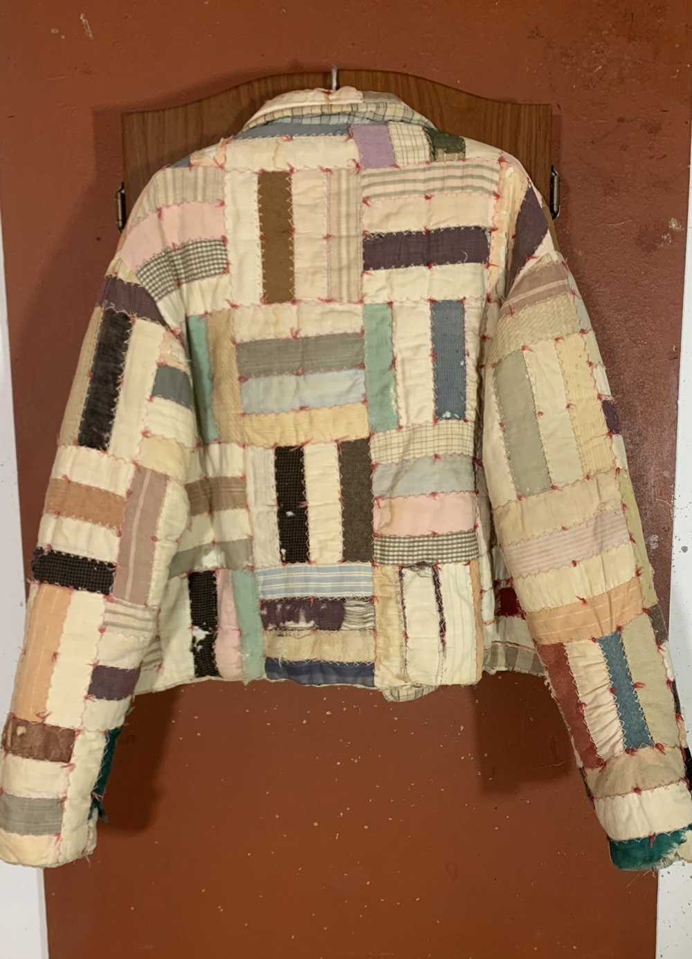 Custom Antique Embroidered Handmade Quilt Jacket - image 4
