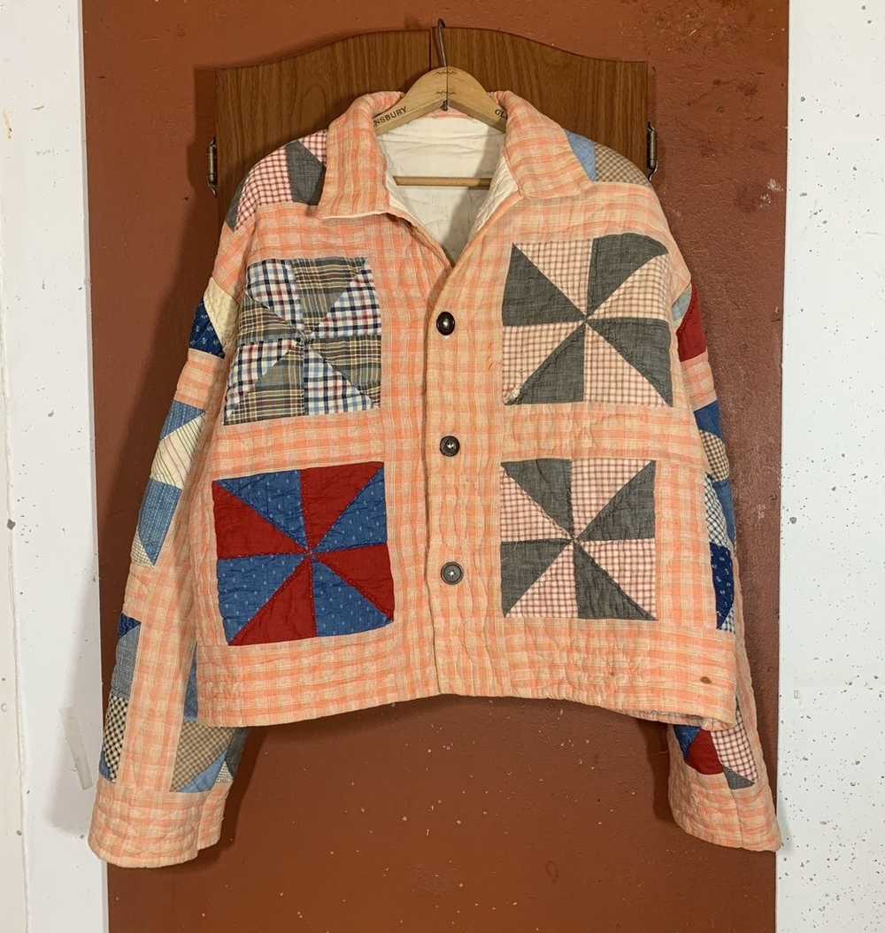 Custom Antique Pinwheel Quilt Handmade Jacket - image 1