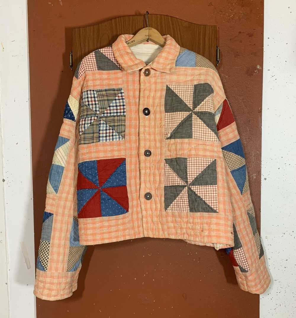 Custom Antique Pinwheel Quilt Handmade Jacket - image 2