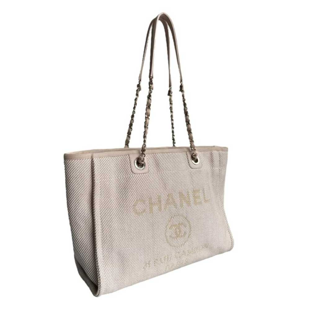 Chanel Deauville Chain cloth tote - image 4