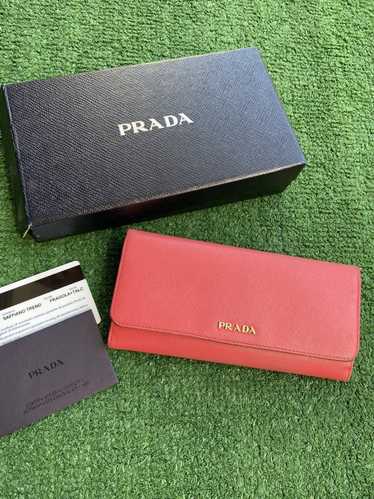 Prada Saffiano trend fragola long wallet