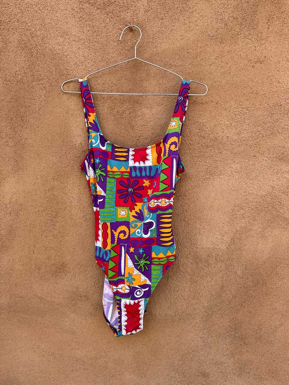 1980's Abstract One Piece Swimsuit - image 1