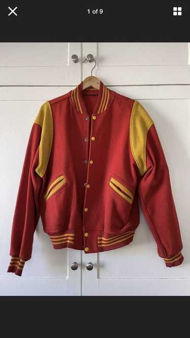 Vintage 70’s Vintage Red & Gold Wool Varsity Jacke