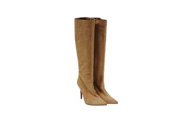 Christian Louboutin boots knee high beige canvas Auth… - Gem