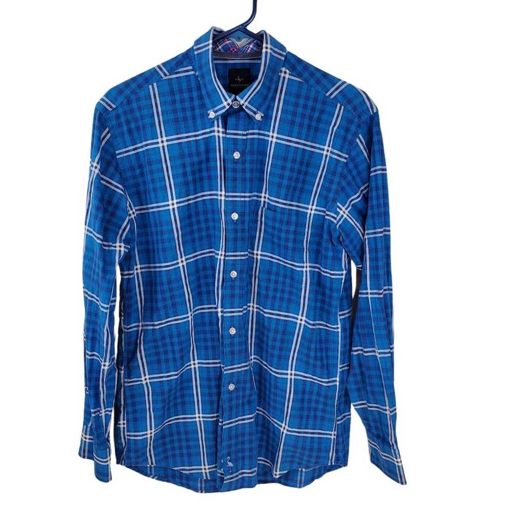 Tailorbyrd Shirt Men Medium Blue White Button Dow… - image 2