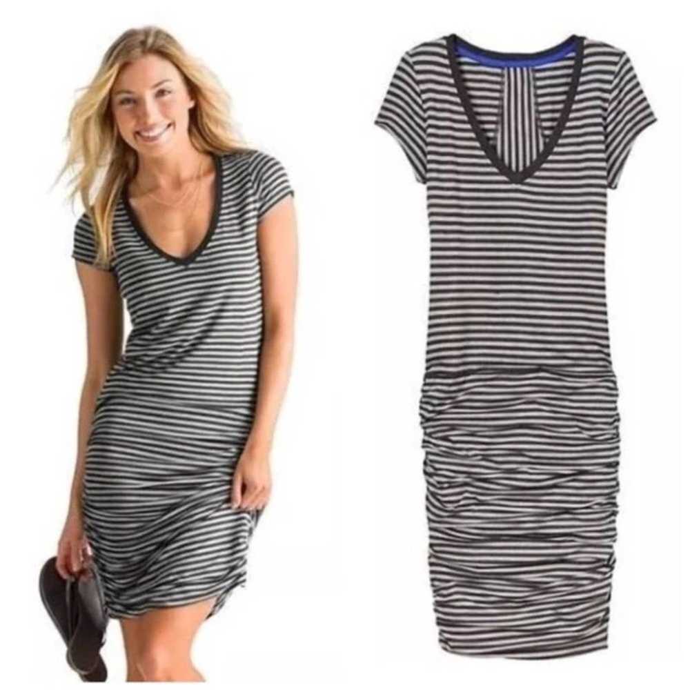 Other Athleta Ruched Striped Dress size S Gray At… - image 1