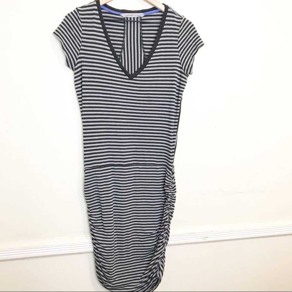 Other Athleta Ruched Striped Dress size S Gray At… - image 2