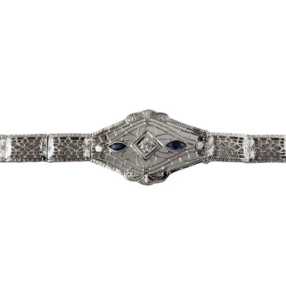 Vintage 14 Karat White Gold Filigree Diamond Brac… - image 2