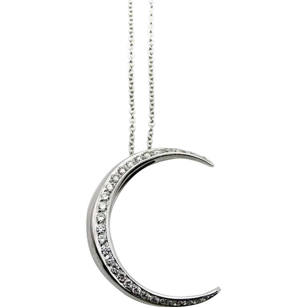 18K White Gold Crescent Moon Necklace - image 1