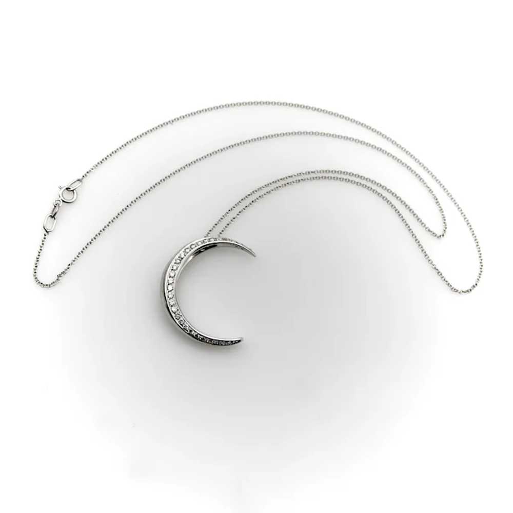 18K White Gold Crescent Moon Necklace - image 2