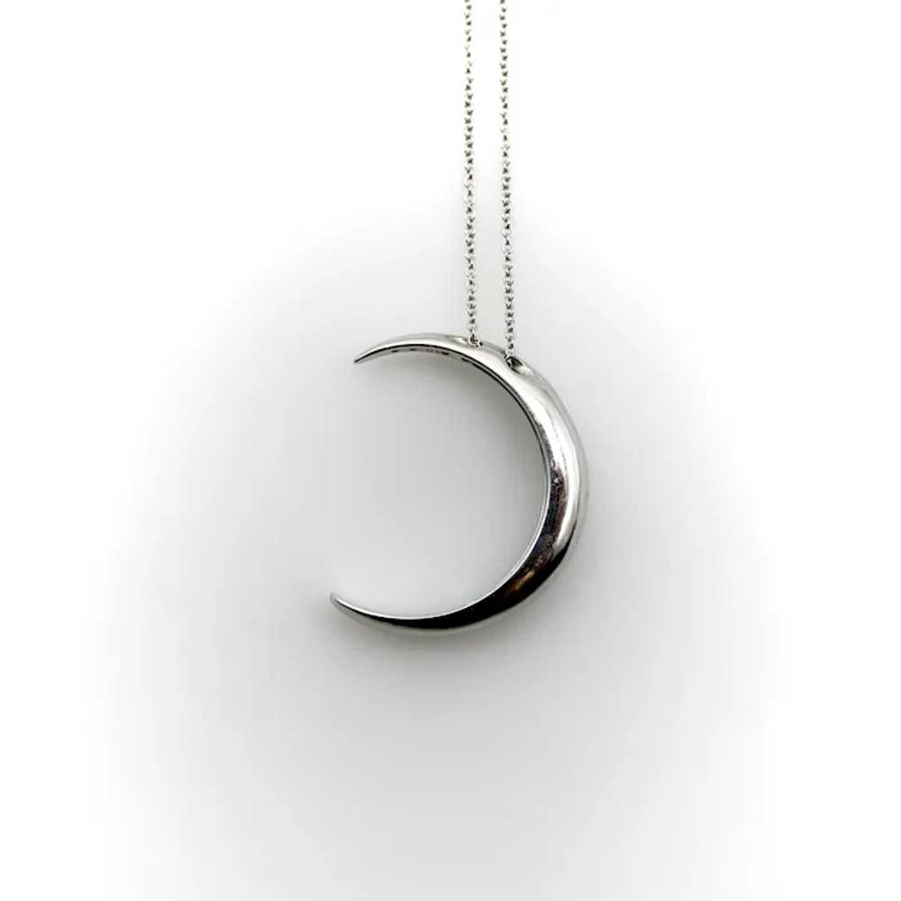 18K White Gold Crescent Moon Necklace - image 4