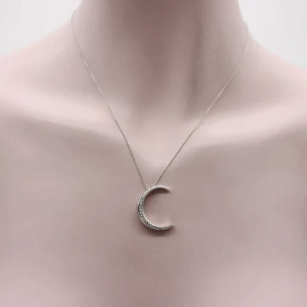 18K White Gold Crescent Moon Necklace - image 5