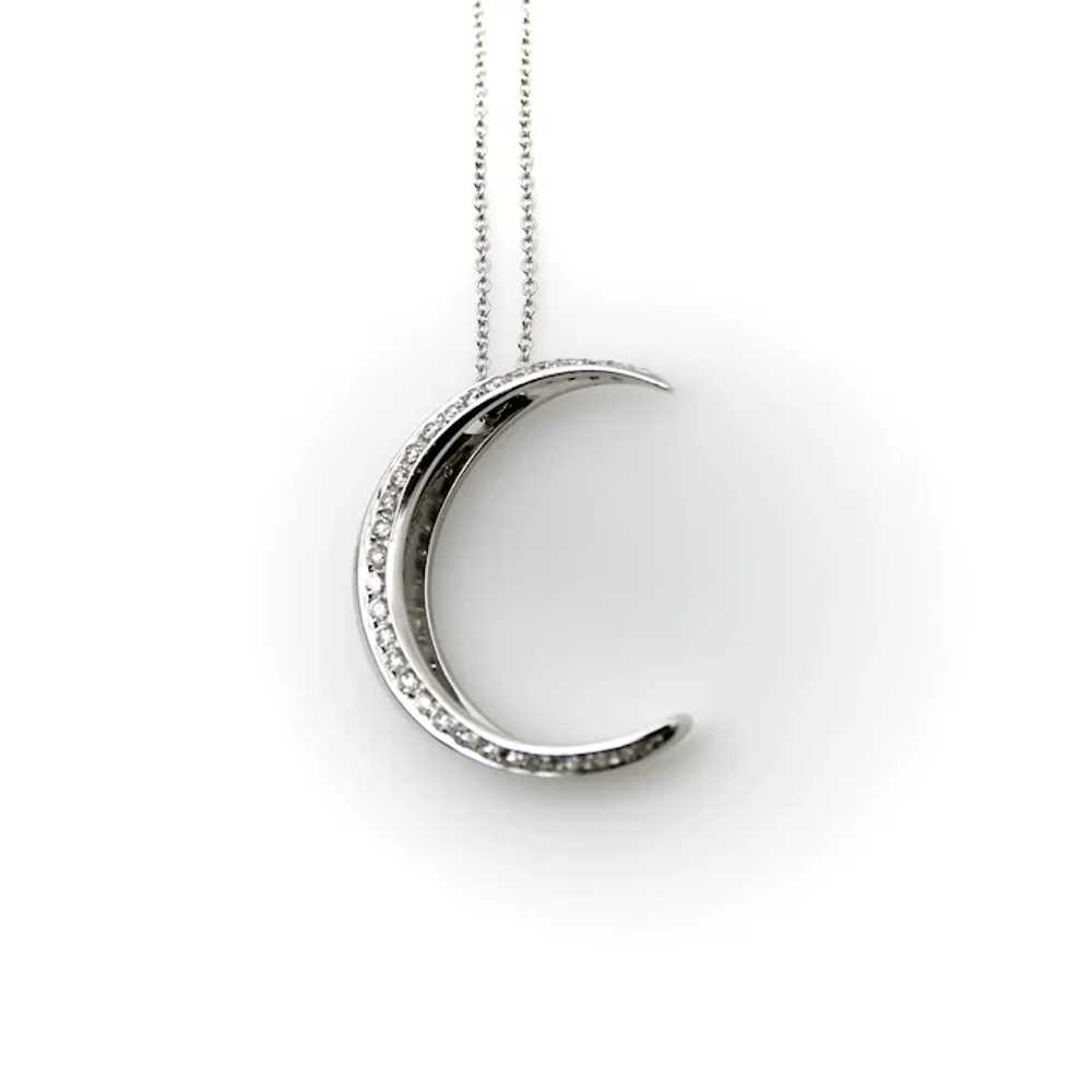 18K White Gold Crescent Moon Necklace - image 6