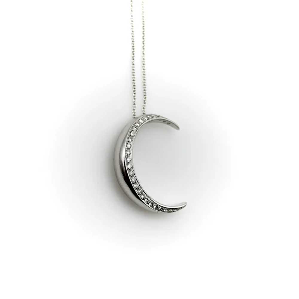 18K White Gold Crescent Moon Necklace - image 7