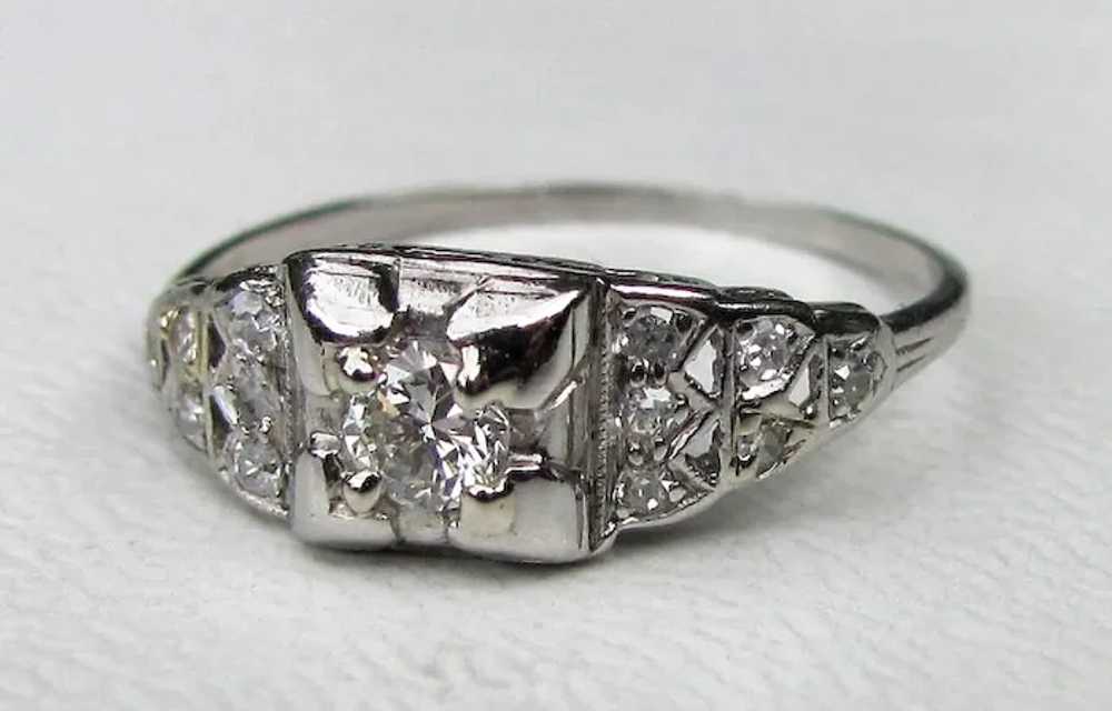 Antique Platinum Diamond Ring 1920's .32cts. - image 2